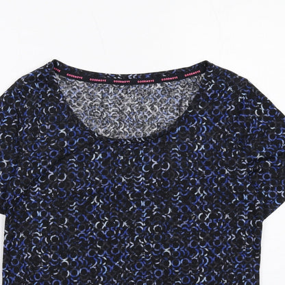 Marks and Spencer Womens Blue Geometric Polyester Basic T-Shirt Size 6 Round Neck Pullover