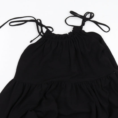 H&M Womens Black Polyester Tank Dress Size S Round Neck Pullover