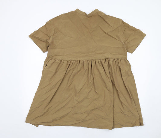 Zara Womens Brown Polyester A-Line Size S V-Neck Pullover