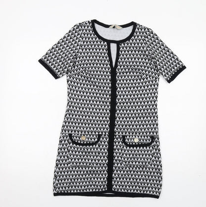 Dorothy Perkins Womens Black Geometric Polyester A-Line Size 6 Round Neck Pullover