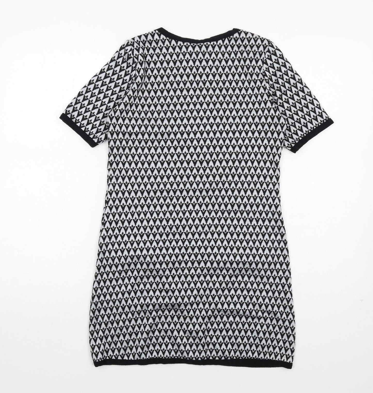 Dorothy Perkins Womens Black Geometric Polyester A-Line Size 6 Round Neck Pullover