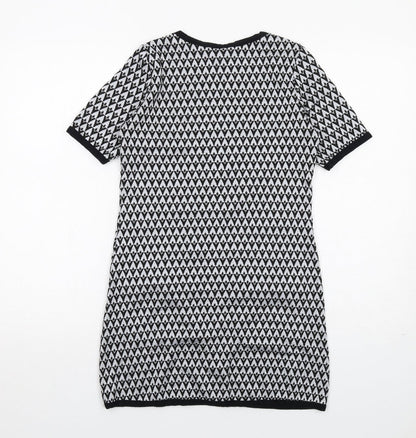 Dorothy Perkins Womens Black Geometric Polyester A-Line Size 6 Round Neck Pullover