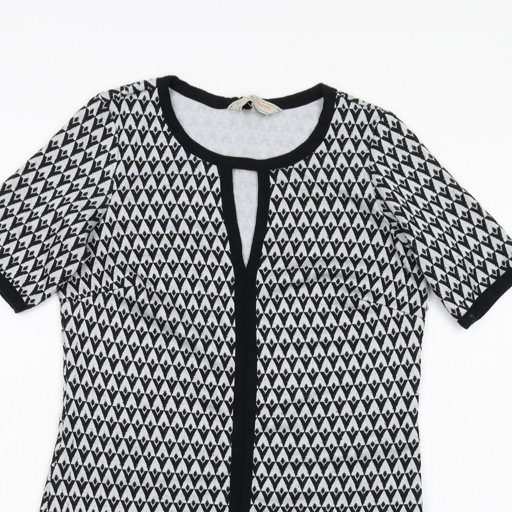 Dorothy Perkins Womens Black Geometric Polyester A-Line Size 6 Round Neck Pullover