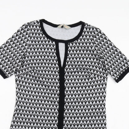 Dorothy Perkins Womens Black Geometric Polyester A-Line Size 6 Round Neck Pullover