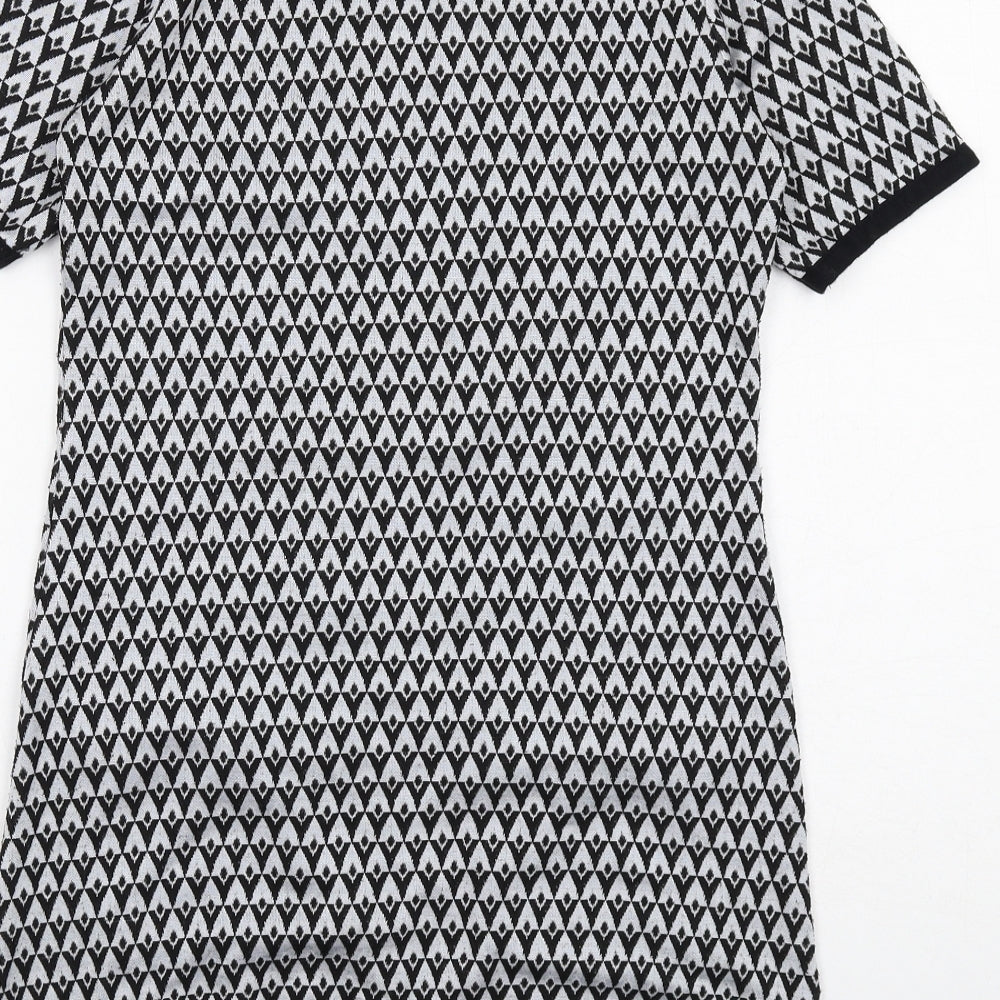 Dorothy Perkins Womens Black Geometric Polyester A-Line Size 6 Round Neck Pullover