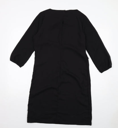 Marks and Spencer Womens Black Polyester A-Line Size 10 Round Neck Zip