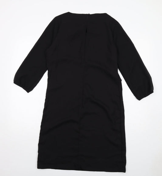 Marks and Spencer Womens Black Polyester A-Line Size 10 Round Neck Zip