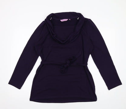 Epilogue Womens Purple Cowl Neck Polyester Pullover Jumper Size 16