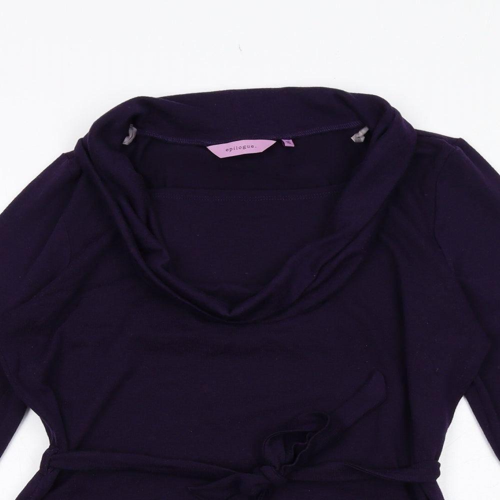 Epilogue Womens Purple Cowl Neck Polyester Pullover Jumper Size 16