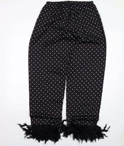 Cameo Rose Womens Black Polka Dot Polyester Trousers Size 14 Regular - Feather Cuff