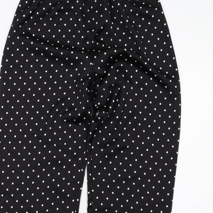 Cameo Rose Womens Black Polka Dot Polyester Trousers Size 14 Regular - Feather Cuff