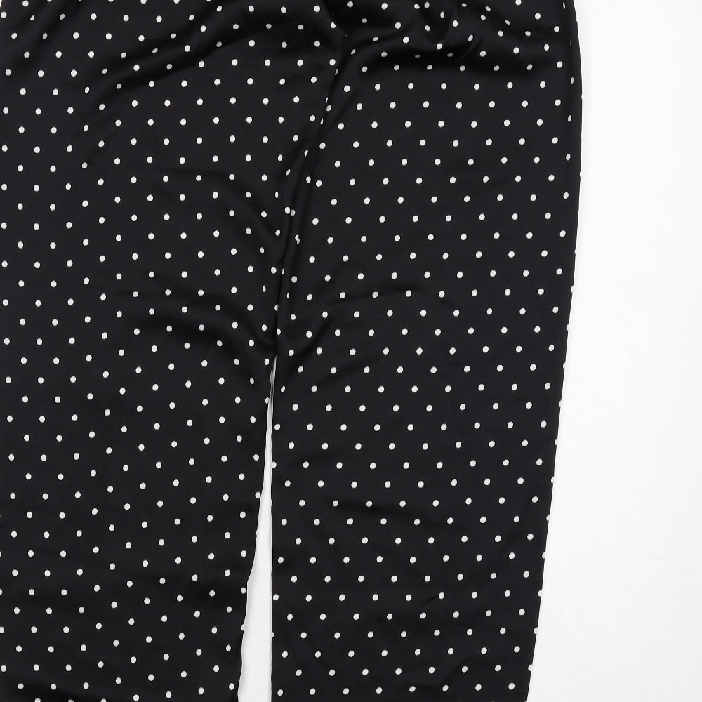 Cameo Rose Womens Black Polka Dot Polyester Trousers Size 14 Regular - Feather Cuff