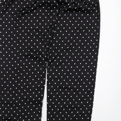 Cameo Rose Womens Black Polka Dot Polyester Trousers Size 14 Regular - Feather Cuff