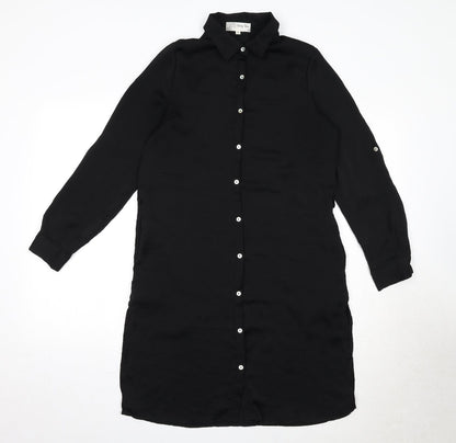 Voulez-Vous Womens Black Polyester Shirt Dress Size 8 Collared Button - Back Detail