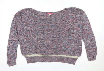 Smash Womens Multicoloured Boat Neck Polyester Pullover Jumper Size S
