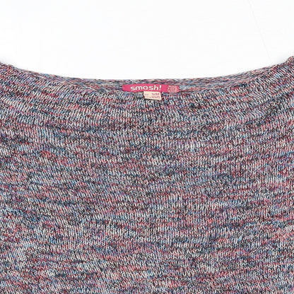 Smash Womens Multicoloured Boat Neck Polyester Pullover Jumper Size S