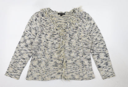 Frank Saul Womens Blue V-Neck Polyester Cardigan Jumper Size M