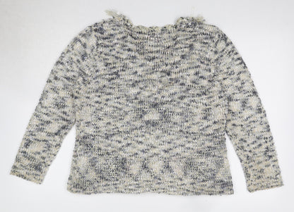 Frank Saul Womens Blue V-Neck Polyester Cardigan Jumper Size M