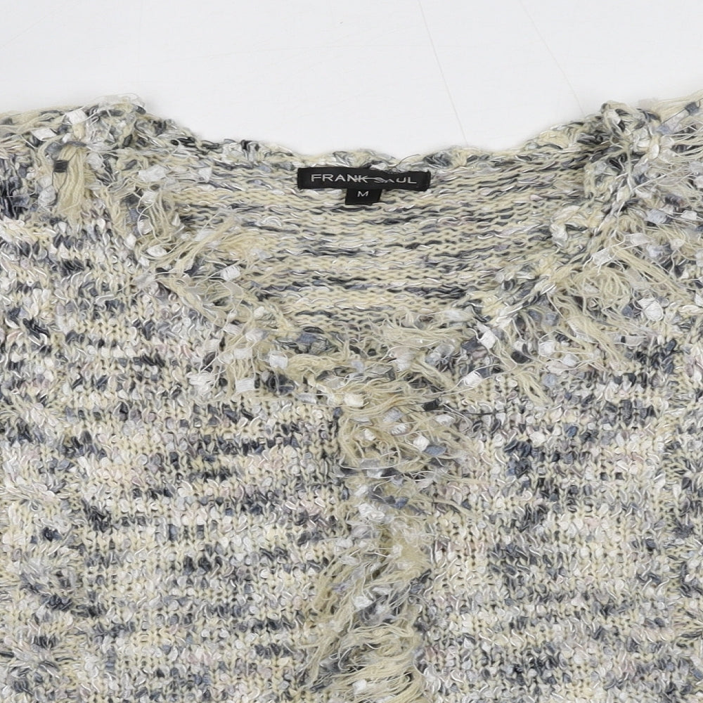 Frank Saul Womens Blue V-Neck Polyester Cardigan Jumper Size M