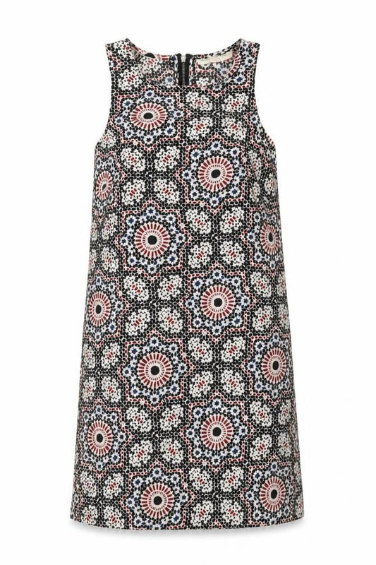 Staring at Stars Womens Black Geometric Polyester Shift Size XS Round Neck Zip - Mosaic Print