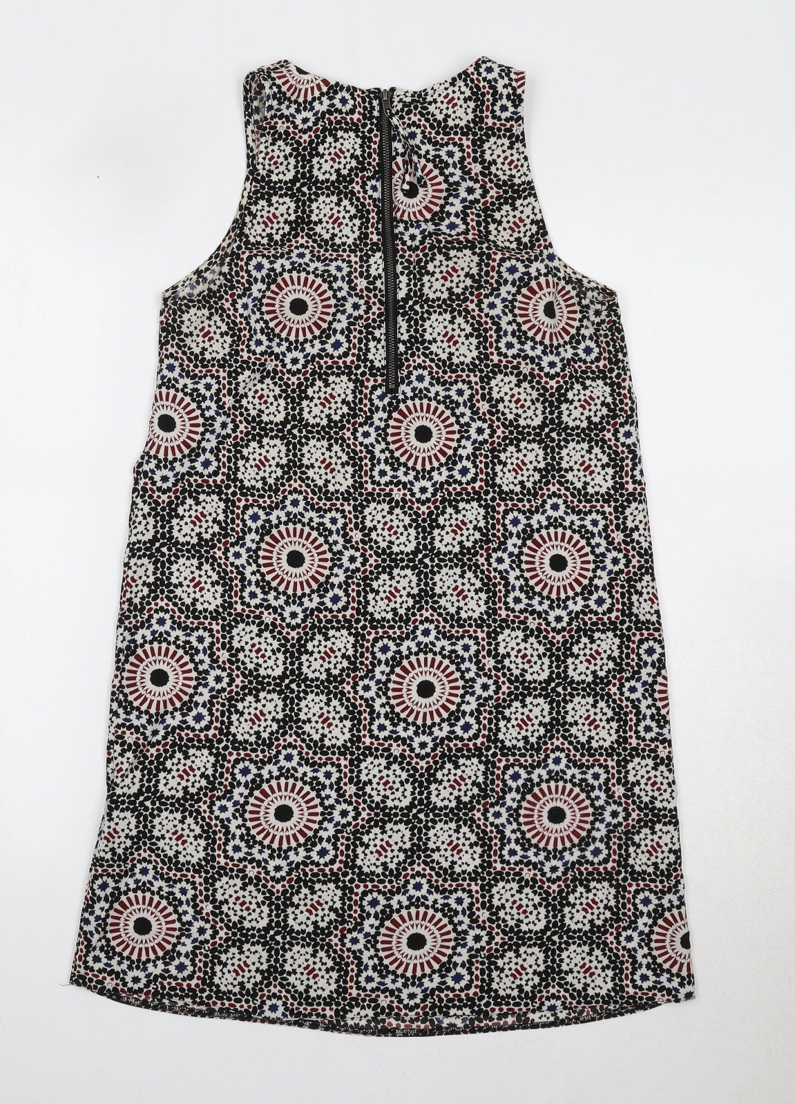 Staring at Stars Womens Black Geometric Polyester Shift Size XS Round Neck Zip - Mosaic Print