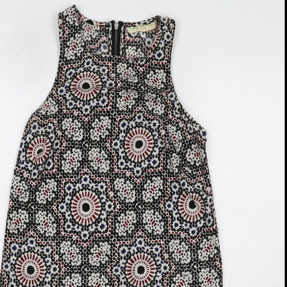 Staring at Stars Womens Black Geometric Polyester Shift Size XS Round Neck Zip - Mosaic Print