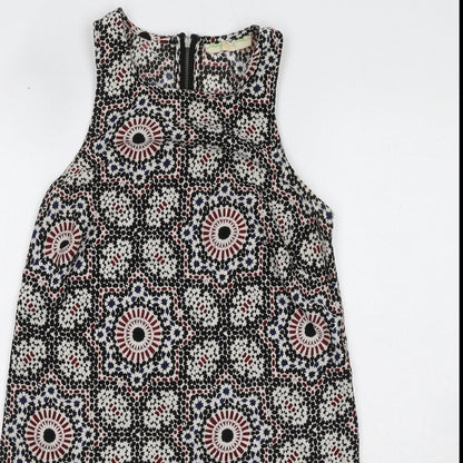 Staring at Stars Womens Black Geometric Polyester Shift Size XS Round Neck Zip - Mosaic Print