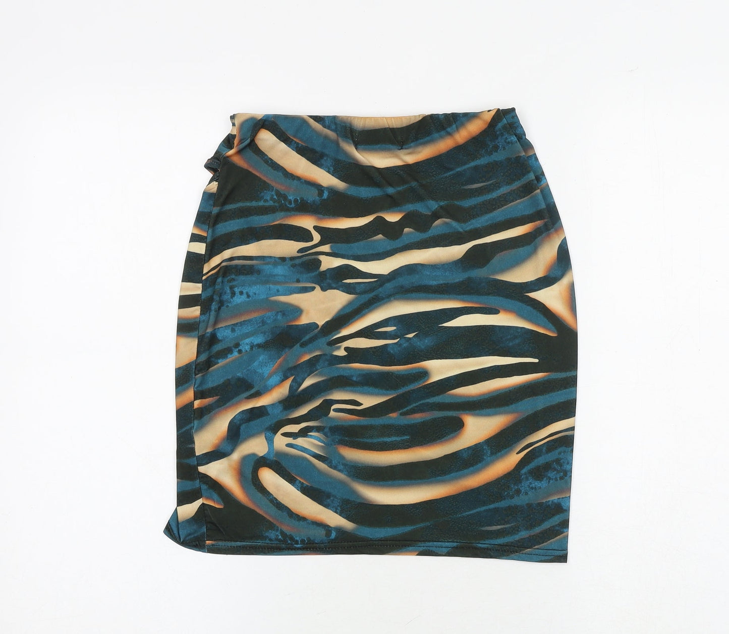 PRETTYLITTLETHING Womens Multicoloured Geometric Polyester Bandage Skirt Size 10