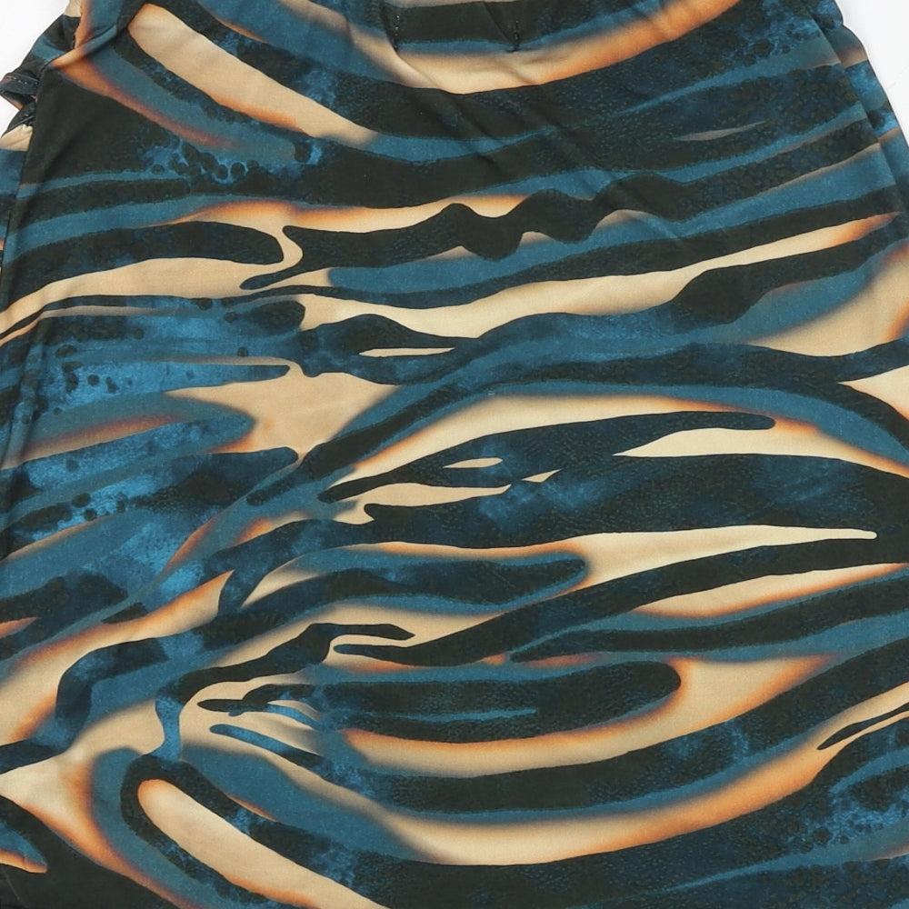 PRETTYLITTLETHING Womens Multicoloured Geometric Polyester Bandage Skirt Size 10