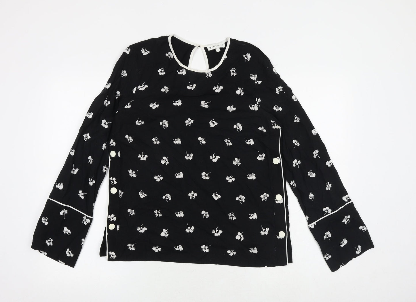 Womens UK Size 10 Warehouse Black Basic Blouse