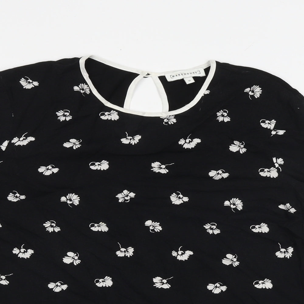 Womens UK Size 10 Warehouse Black Basic Blouse