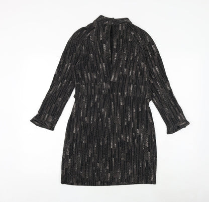 Principles Womens Black Geometric Polyester A-Line Size 12 Round Neck Tie