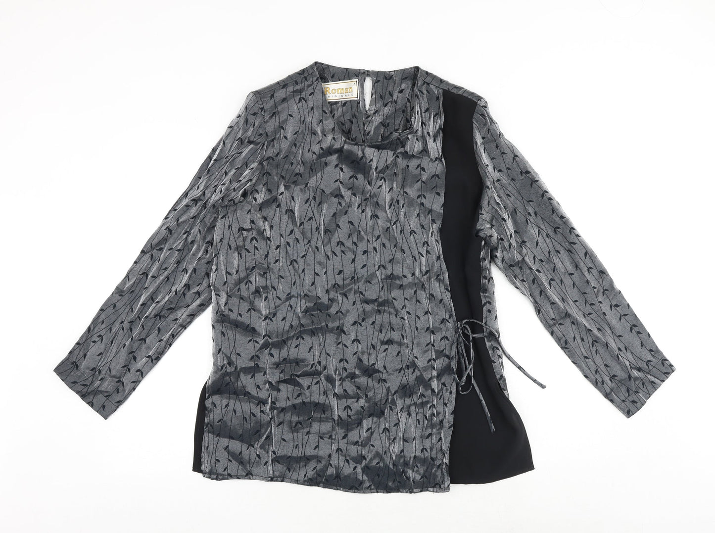 Womens UK Size 14 Roman Grey Wrap Blouse