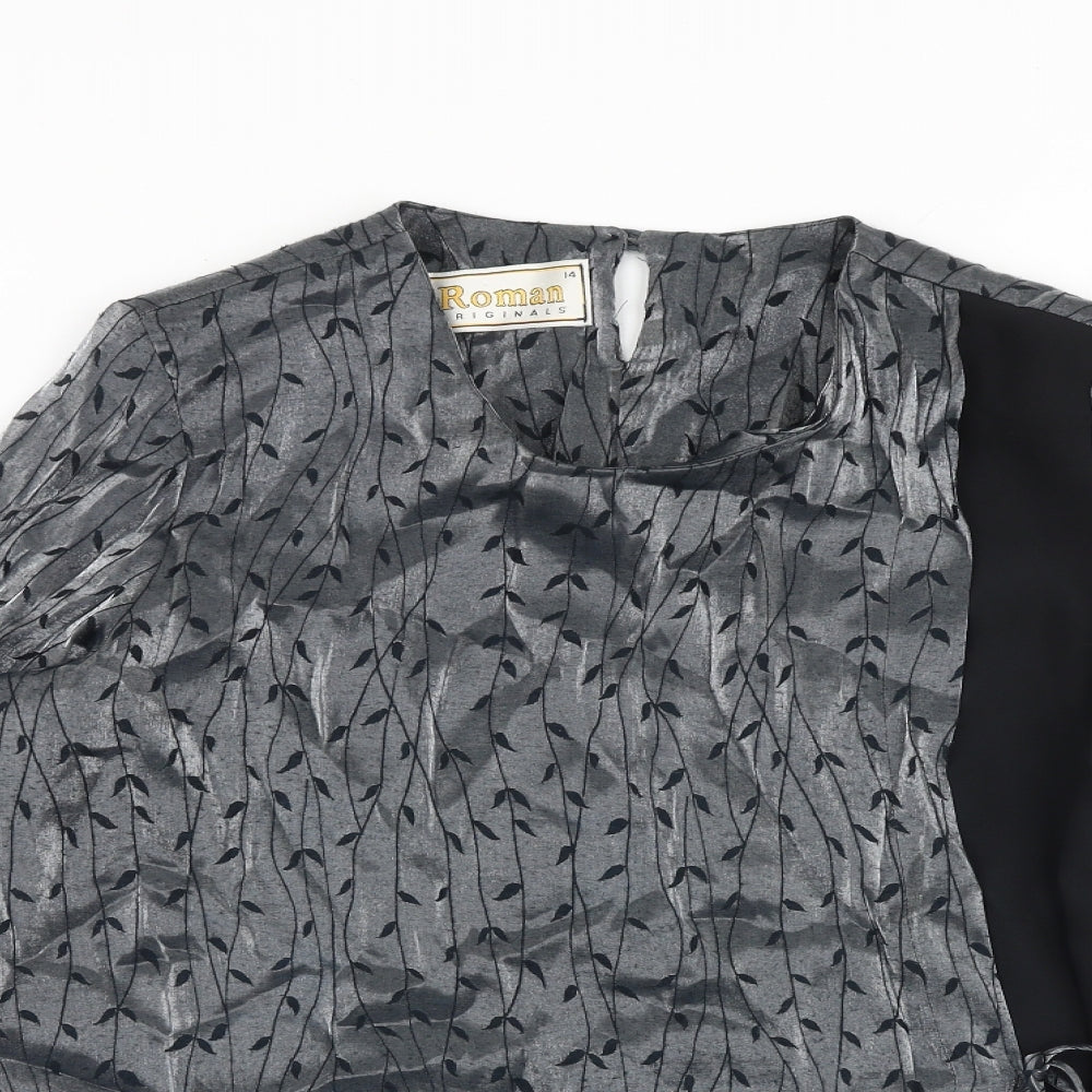 Womens UK Size 14 Roman Grey Wrap Blouse