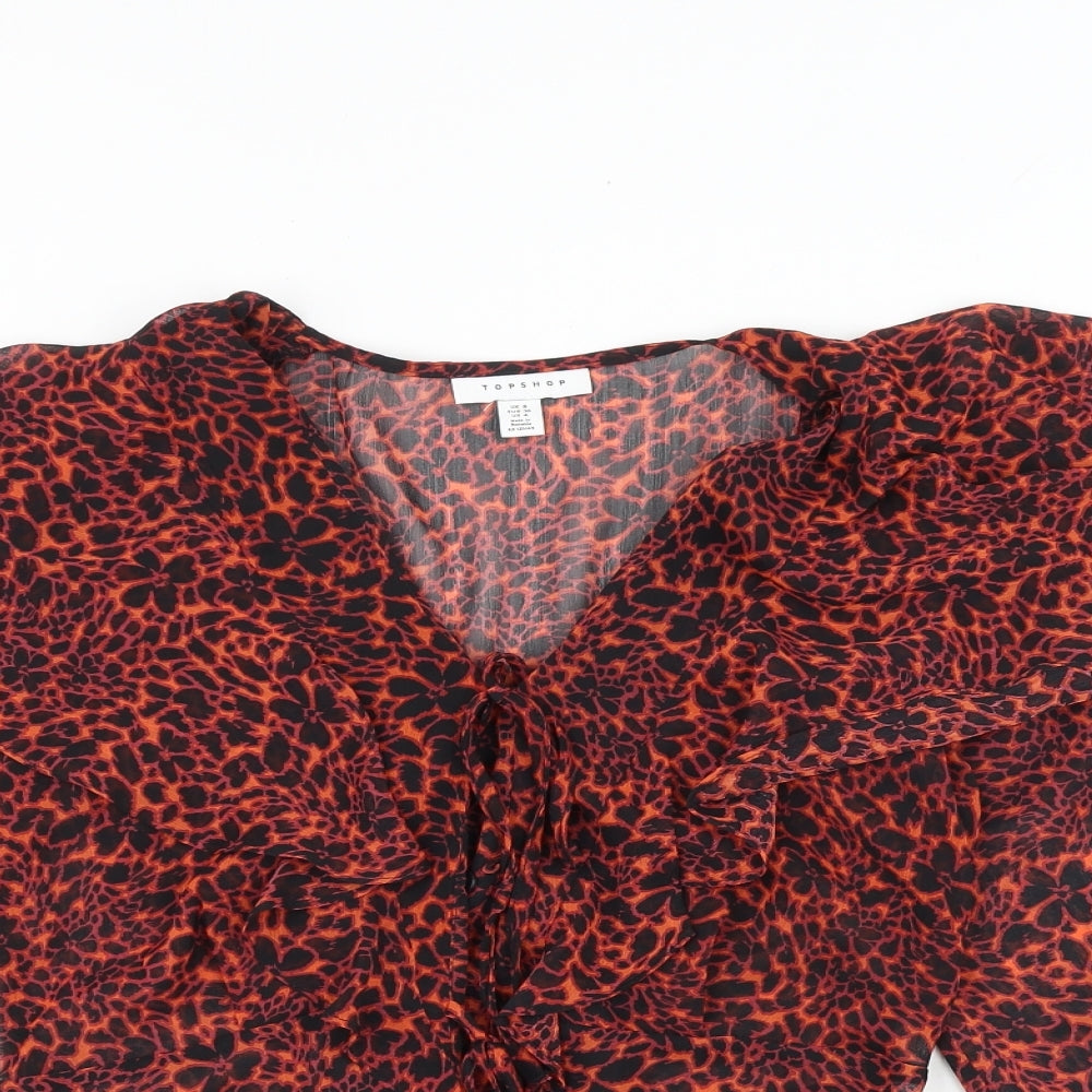 Womens UK Size 8 Topshop Orange Basic Blouse