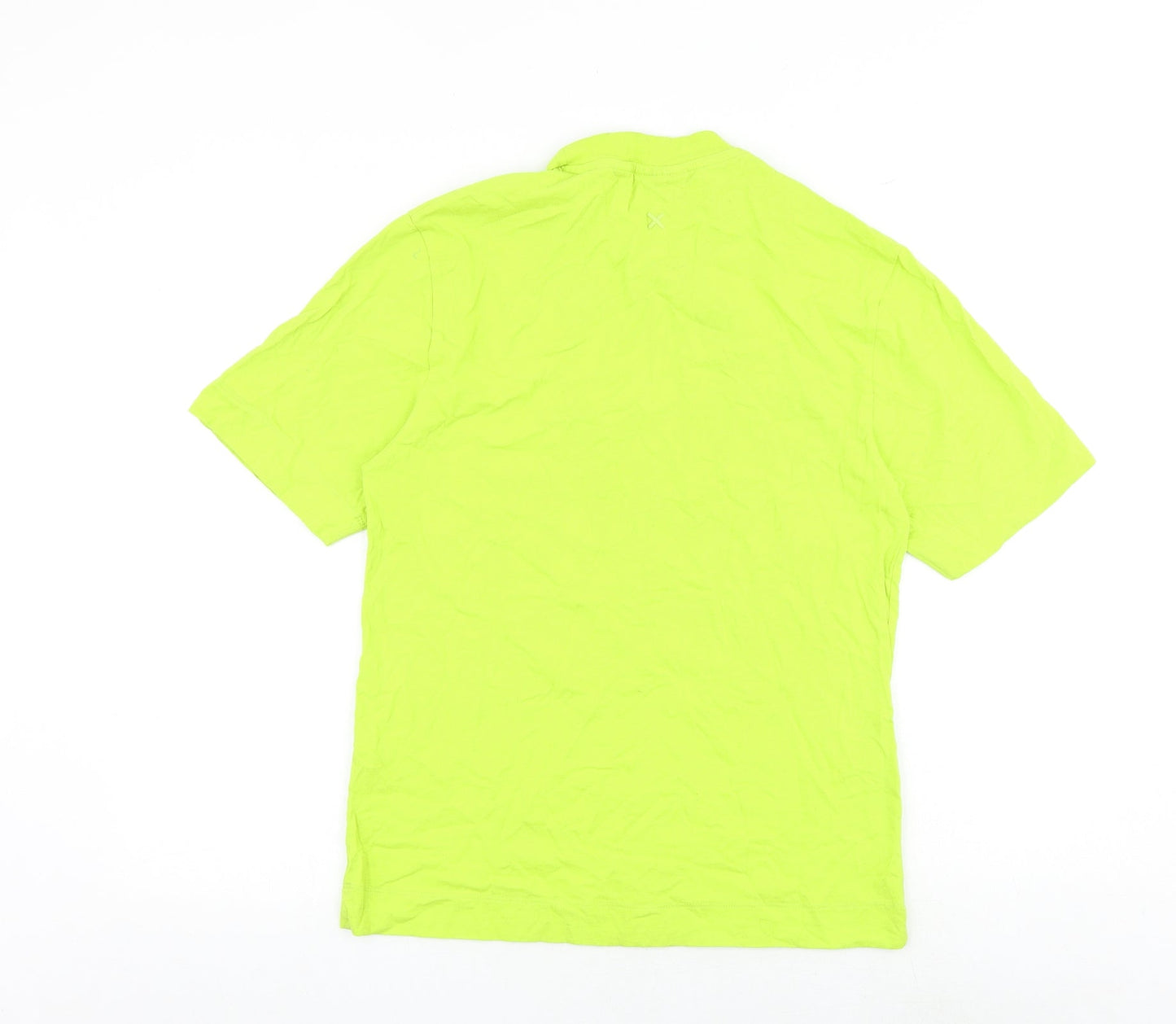 COLLUSION Womens Green 100% Cotton Basic T-Shirt Size 2XS Mock Neck