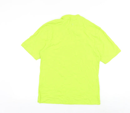 COLLUSION Womens Green 100% Cotton Basic T-Shirt Size 2XS Mock Neck
