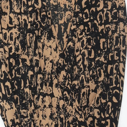 Topshop Womens Brown Geometric Polyester A-Line Size 10 V-Neck Pullover