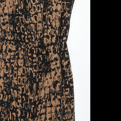 Topshop Womens Brown Geometric Polyester A-Line Size 10 V-Neck Pullover
