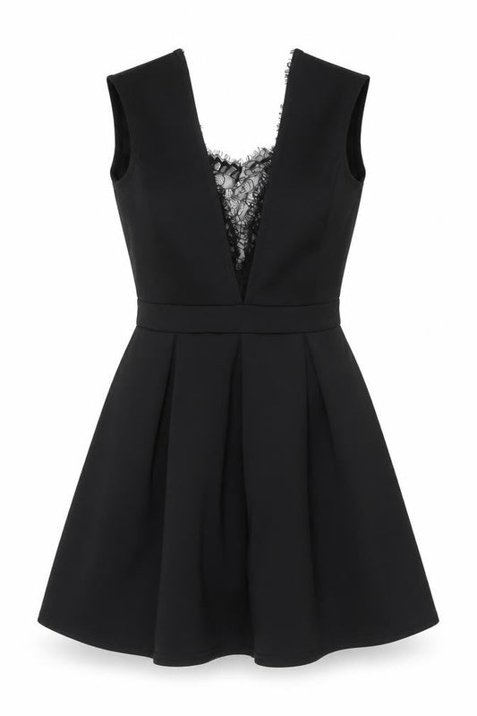 Girls On Film Womens Black Polyester Fit & Flare Size 12 Round Neck Zip