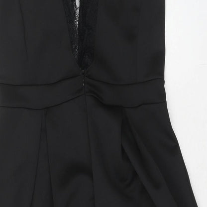 Girls On Film Womens Black Polyester Fit & Flare Size 12 Round Neck Zip