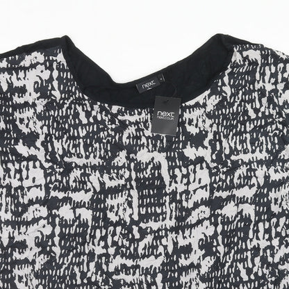 NEXT Womens Black Geometric Modal Basic Blouse Size 10 Boat Neck