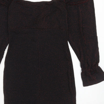 Boohoo Womens Red Polyester Mini Size 12 Round Neck Pullover