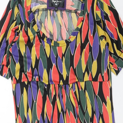 Pepe Jeans Womens Multicoloured Geometric Polyester A-Line Size S Round Neck Pullover