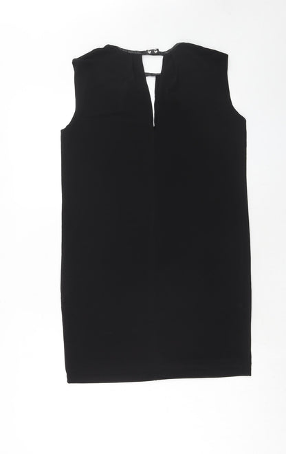 Warehouse Womens Black Polyester A-Line Size 10 Round Neck Button