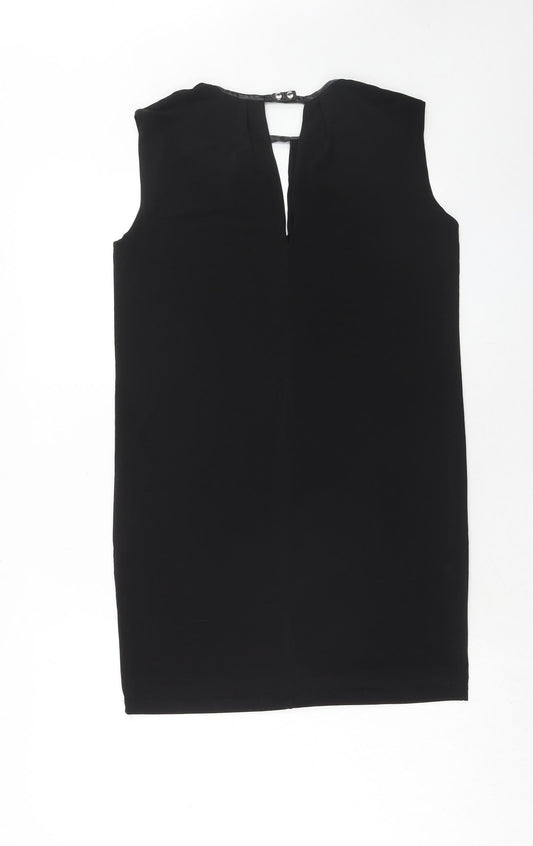 Warehouse Womens Black Polyester A-Line Size 10 Round Neck Button