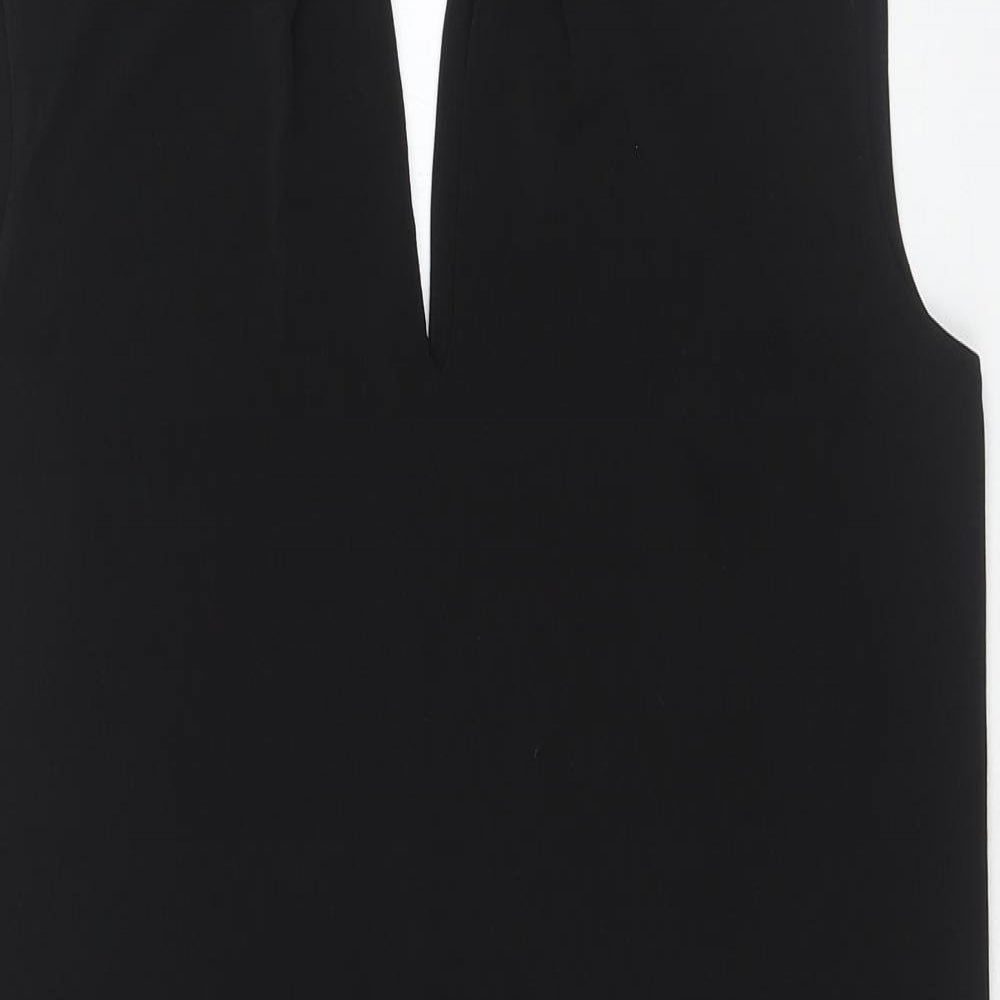 Warehouse Womens Black Polyester A-Line Size 10 Round Neck Button