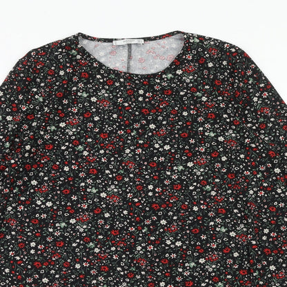 Mango Womens Multicoloured Floral Polyester A-Line Size L Round Neck Pullover