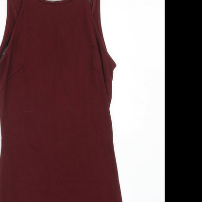 TFNC Womens Red Polyester A-Line Size S Round Neck Zip