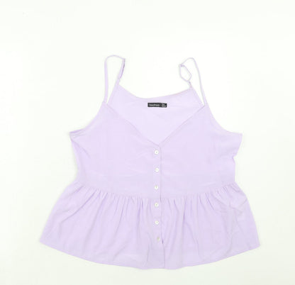 Boohoo Womens Purple Polyester Basic Tank Size 14 V-Neck